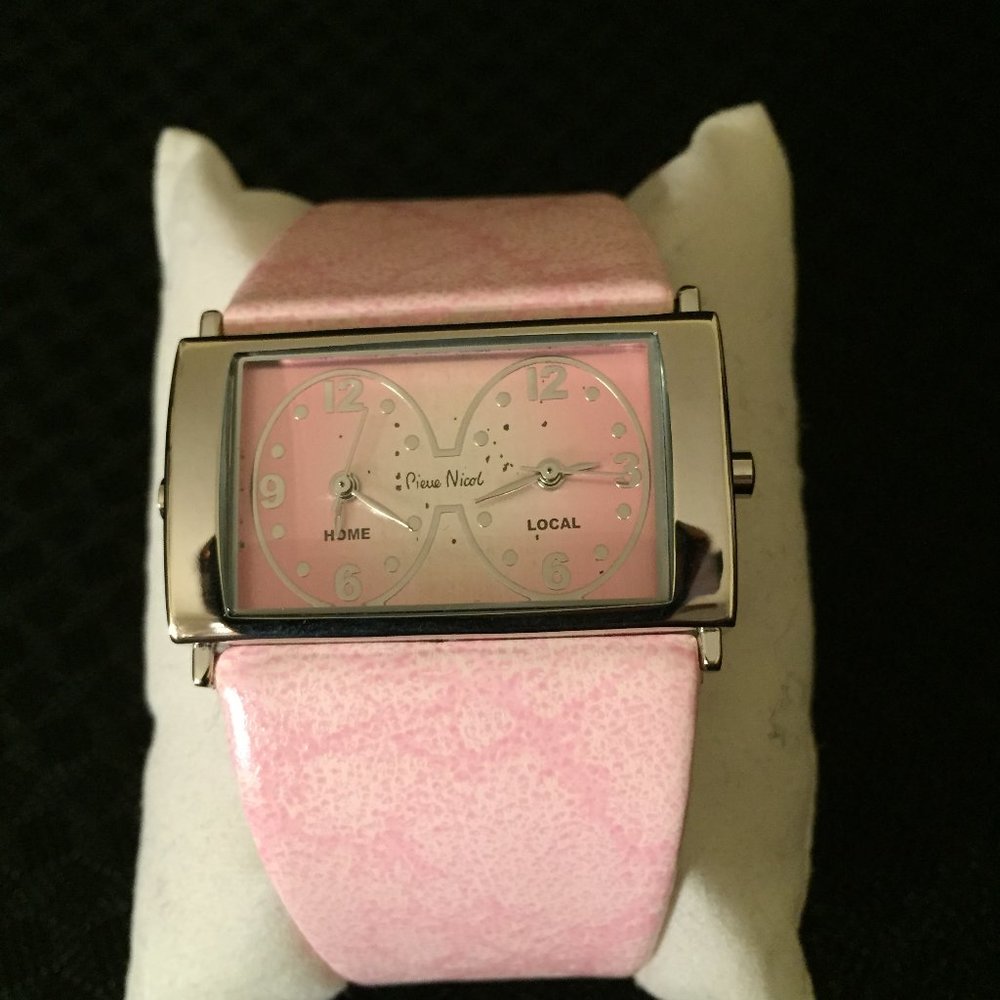 Pierre Nicol Dual 2-Zone Watch - Baby Pink Leather Band
